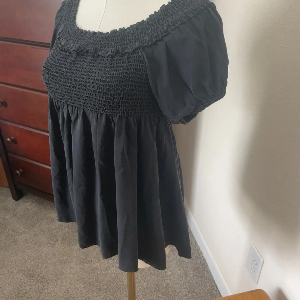 CHANEL Black Smocked Top